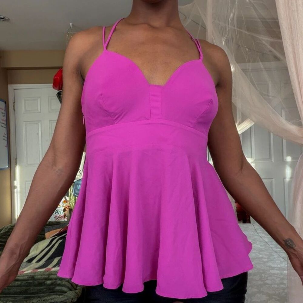 Express Pink Sleeveless Peplum Top (Size XS)